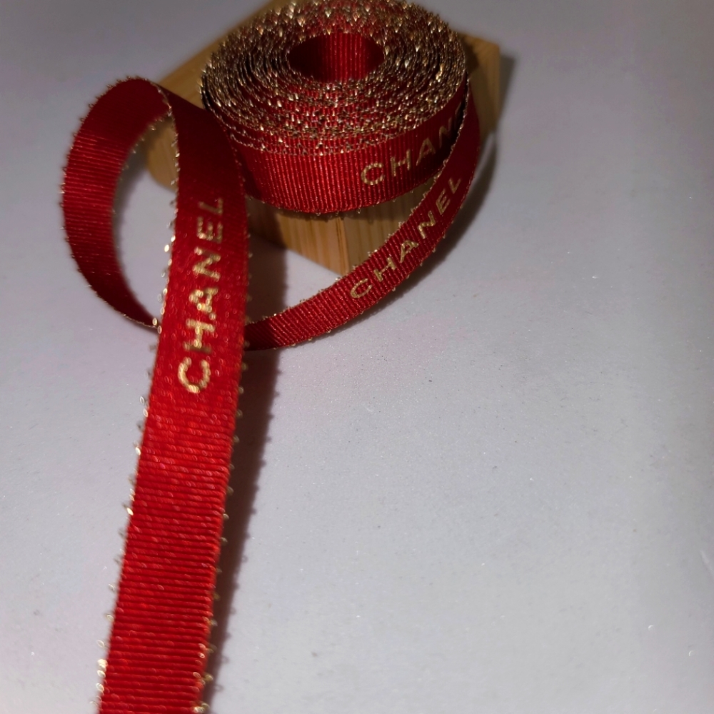 CHANEL RED AND GOLD RIBBON 10 FEET